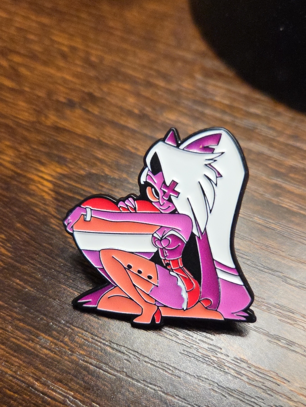 Pink & White Enamel Small Pets Pin - Cute Character Design